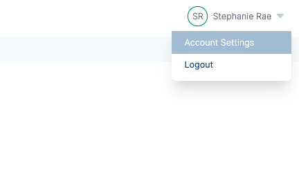 Screenshot of online account dropdown, highlighting account settings