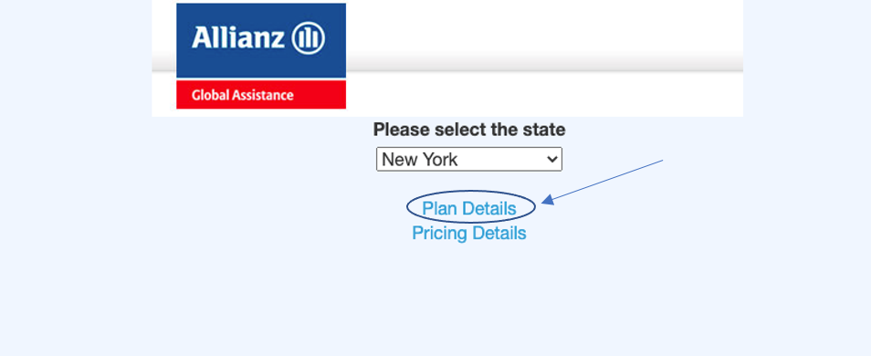 Screenshot of Allianz sample policy detail screen